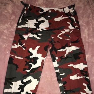 fashion nova red camo pants